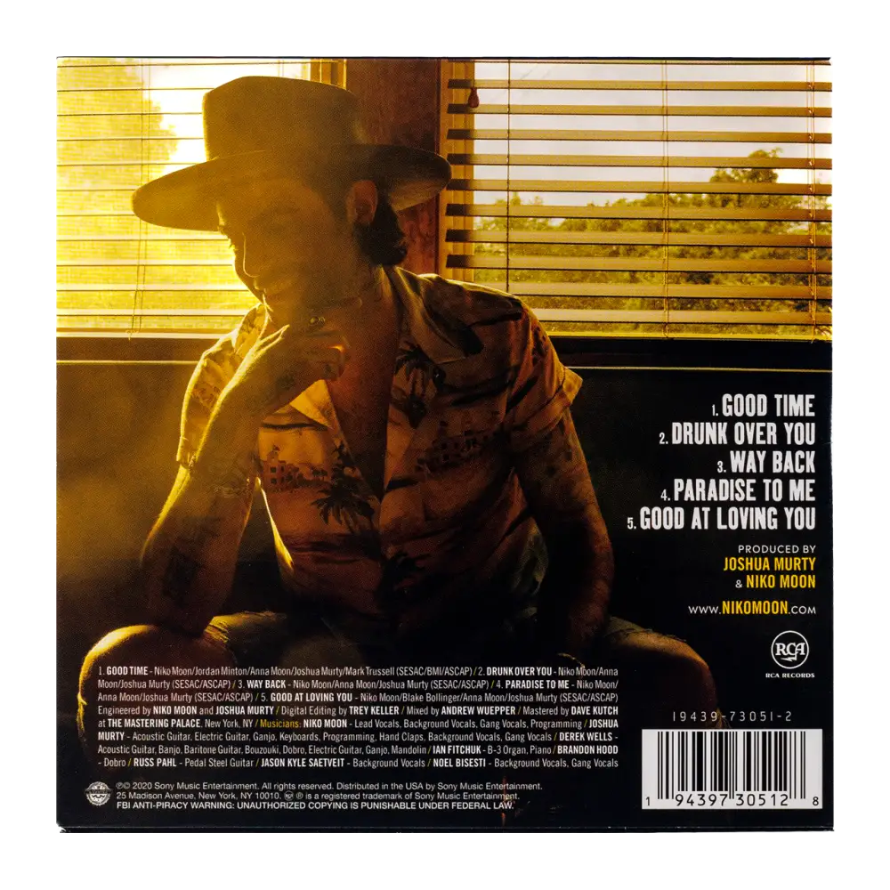 Album cover featuring a silhouetted figure in a cowboy hat looking out a window with golden light.