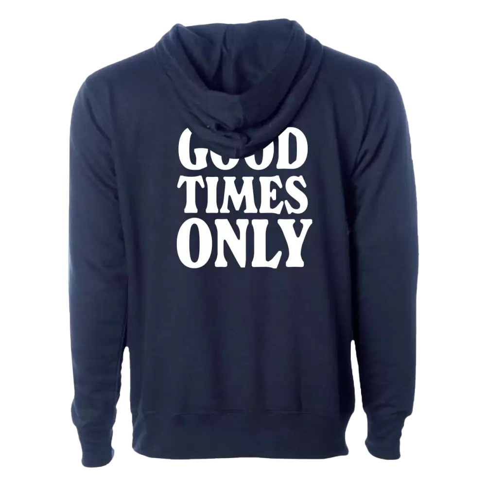 Navy blue hoodie.